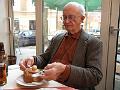 Dad eating his bread bowl of soup